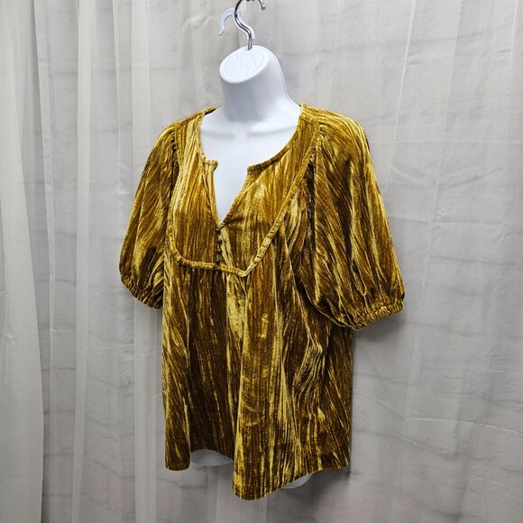 Maurices Gold Velour Babydoll Top Goth Boho Gypsy Hippie M - Picture 6 of 12